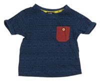 Tmavomodro-černé vzorované tričko s kapsou George 