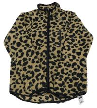 Nové - Béžovo-černá vzorovaná huňatá propínací mikina Dunnes