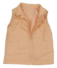 Broskvová šušťáková prešívaná zateplená vesta