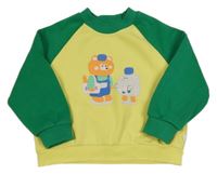 Žlto-zelená oversize mikina so zvieratkami