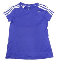 Fialové sportovní funkční tričko s pruhy Adidas 