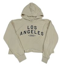 Béžová crop mikina s nápisom a kapucňou Page one young