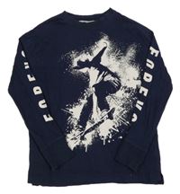 Tmavomodré triko se skateboardistou H&M