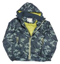 Šedo-černá army šusťáková podzimní bunda s kapucí M&S