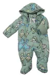Zelená šusťáková prošívaná zimní kombinéza Toy Story s kapucí Primark