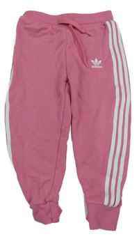 Růžové cuff tepláky s pruhy Adidas 