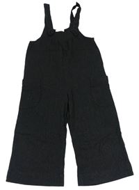 Čierne melírované cargo ľanové na traké culottes nohavice zn. Zara
