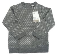 Sivo-biely vzorovaný vlnený sveter zn. H&M
