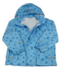 Modrá šušťáková nepromokavá bunda s hviezdičkami a odopínacíá kapucňou Papagino