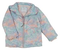 Světletyrkysovo-fialovo-svetlooranžová batikovaná šušťáková pod/zimní bunda zn. PRIMARK