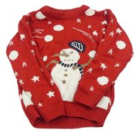 Červeno-biely sveter so sněhulákem