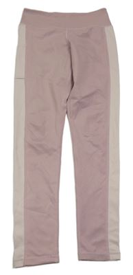 Starorůžovofalovo-světlepudrové sportovní legíny H&M