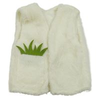 Smetanová huňatá vesta/cardigan s listom