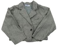 Černo-světlešedé kostkované vzorované crop sako KIKO