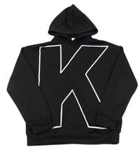 Čierna športová mikina s písmenkom a kapucňou SHEIN