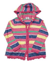 Farebný pruhovaný melírovaný prepínaci sveter s kapucňou Topolino