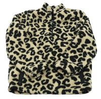 Smetanovo-černá vzorovaná huňatá podšitá mikina Matalan