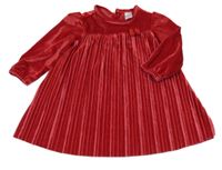 Červené lesklé plisované sametové šaty s mašlí C&A