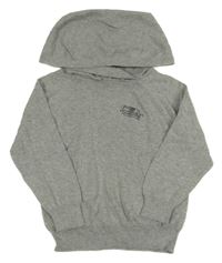 Sivý melírovaný sveter s kostrou dinosaura a kapucňou Next