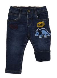 Tmavomodré podšité rifle s dinosaurem C&A