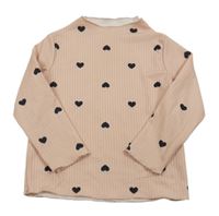 Pudrový žebrovaný rolák se srdíčky SHEIN