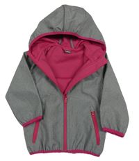 Šedo-tmavorůžová melírovaná softshellová bunda s kapucí Kiki&Koko