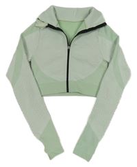 Mátová vzorovaná propínací crop mikina 