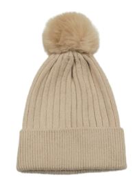 Purdrová žebrovaná úpletová čepice s bambulí PRIMARK