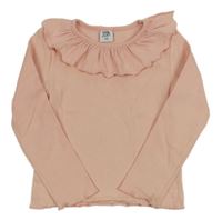 Svetloružové rebrované tričko s volánikom Kiki&Koko