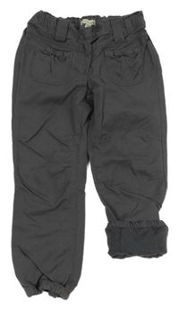 Tmavošedé cuff podšité kalhoty s mašličkami Vertbaudet