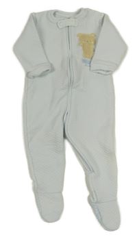 Svetlomodrá vzorovaná tepláková vyteplená kombinéza s medvedíkom Chicco