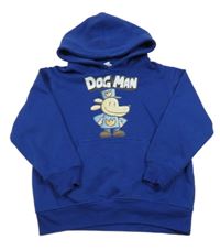 Zafírová mikina s psíkom a vreckom a kapucňou