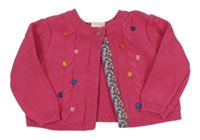 Tmavoružový prepínaci sveter so vzorom a bambulkami Mamas&Papas