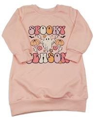 Broskvové teplákové šaty s duchem a dýněmi a nápismi