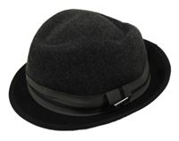 Tmavošedo-černý vlněný klobouk 