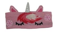 Růžová pletená čelenka - jednorožec EQUETECH