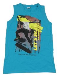 Tyrkysové tielko so skateboardistou Chapter young