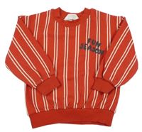 Červeno-smotanová pruhovaná oversize mikina s nápismi H&M