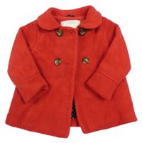 Červený flaušový podšitý kabát s golierikom Mothercare