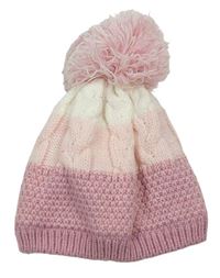Ružová pletená čapica s brmbolcom Nutmeg