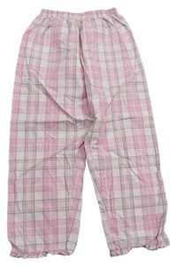 Ružovo-bielo-sivé kockované plátenné nohavice Matalan