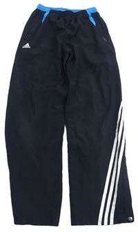 Čierne športové nohavice s pruhmi a logom Adidas