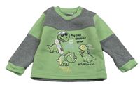 Zeleno-sivá mikina s dinosaurami zn. Orsolino