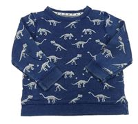 Modrá mikina riflového vzhledu s kostrami dinosaurů Mothercare