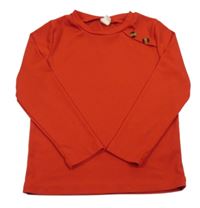 Červené rebrované tričko s gombíkmi