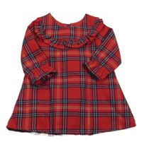 Červeno-černo-bílé kostkované třpytivé šaty s volánkem Primark