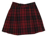 Tmavočerveno-čierna kockovaná vlnená sukňa F&F