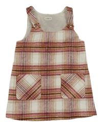 Starorůžovo-smetanovo-béžové kockované vlnené šaty F&F