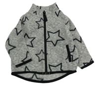 Sivá melírovaná fleecová prepínaci mikina s hviezdami St. Bernard