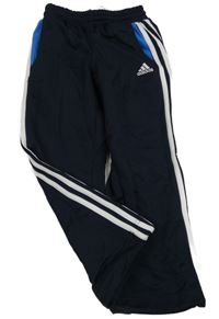 Tmavomodré športové tepláky s logom Adidas